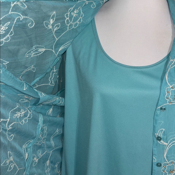 Maggie Barnes Teal Embroidered Blouse - Picture 3 of 8